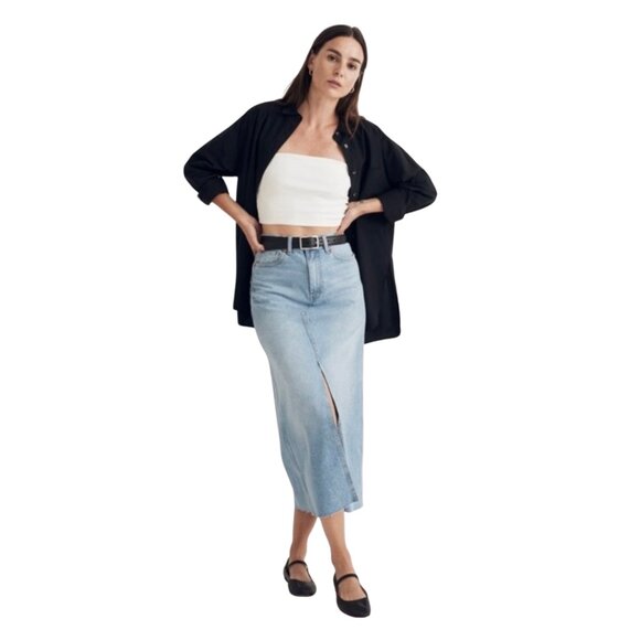 NWT Madewell Denim Midi Skirt in Merrimon Wash - Picture 1 of 7
